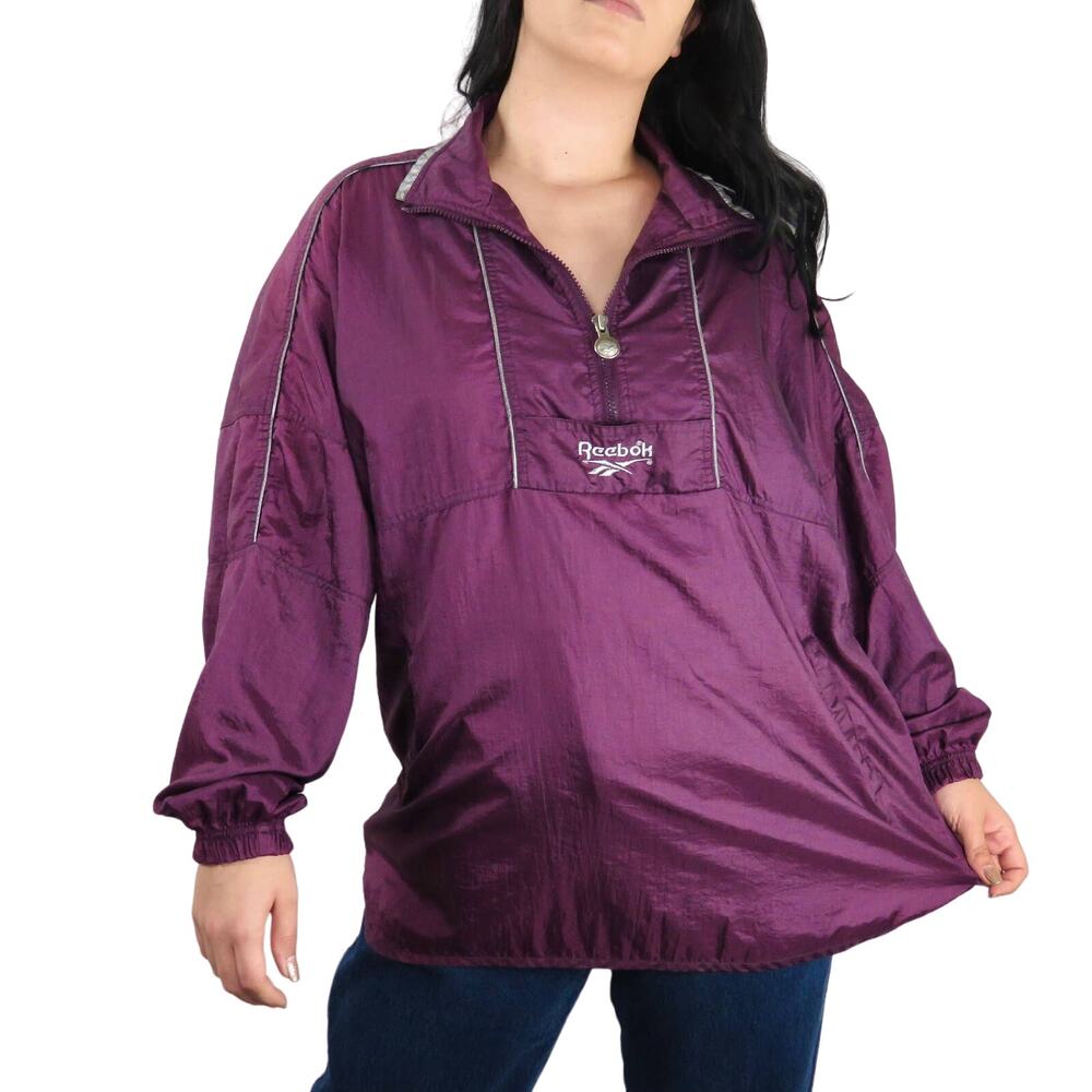 1990s Vintage Reebok Purple Wind Breaker Jacket Retro Streetwear - Picture 3 of 15